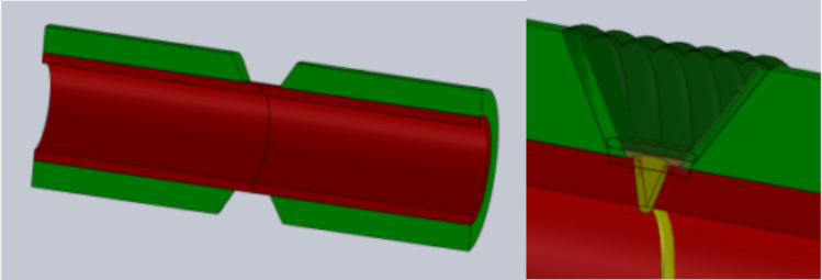Welding and repair scheme of compound tube